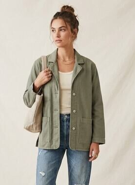 NWT Trave Ingrid Green Tambourine Cotton Chore Coat S Quiet Luxury Minimalist